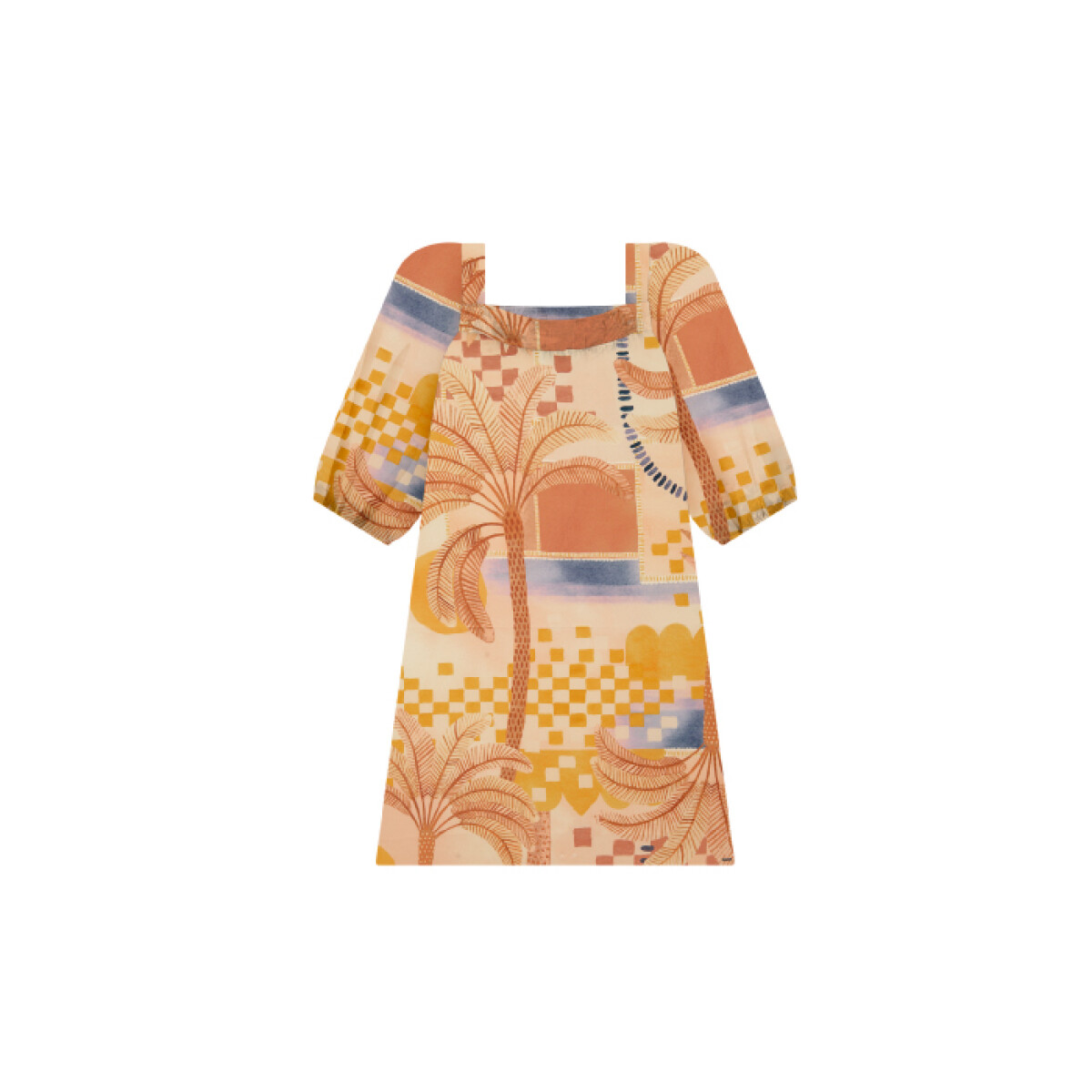 Vestido Corto Manga 3/4 - Naranja 