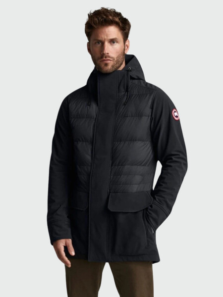 Canada Goose -Campera de nylon con capucha y bolsillos, Breton Negro