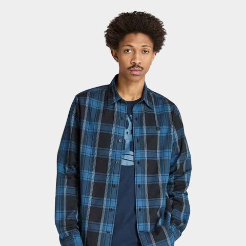 Camisa Herringbone Flannel Check Hombre Black YD