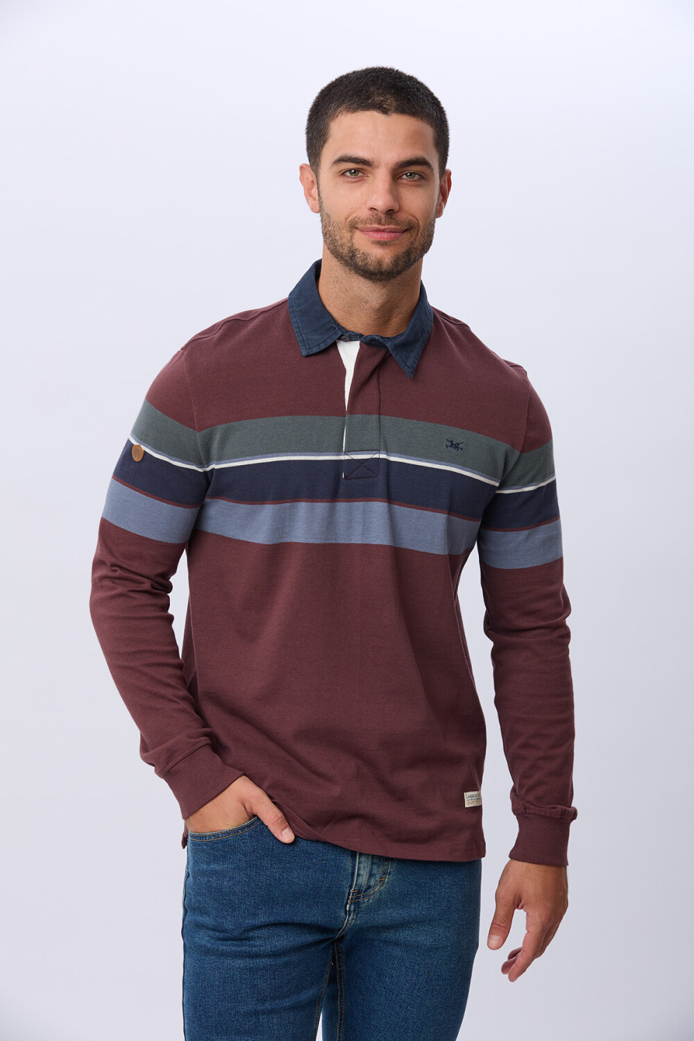 REMERA POLO RAYADA Bordo