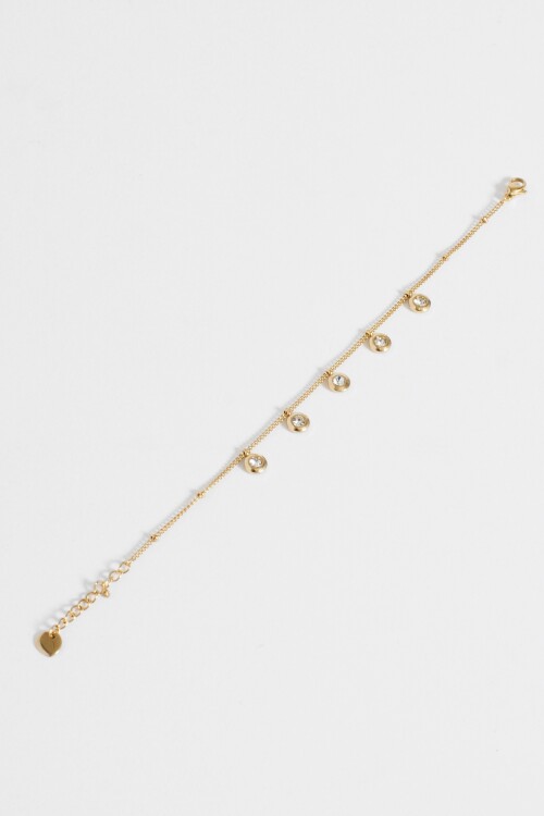 Pulsera acero multiples dijes strass dorado