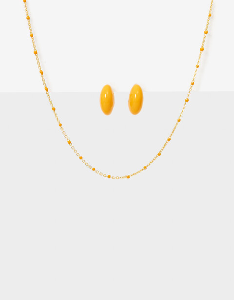 Bijouterie Set Sets temáticos Set De Argollas Y Collar Esmaltados - Dorado