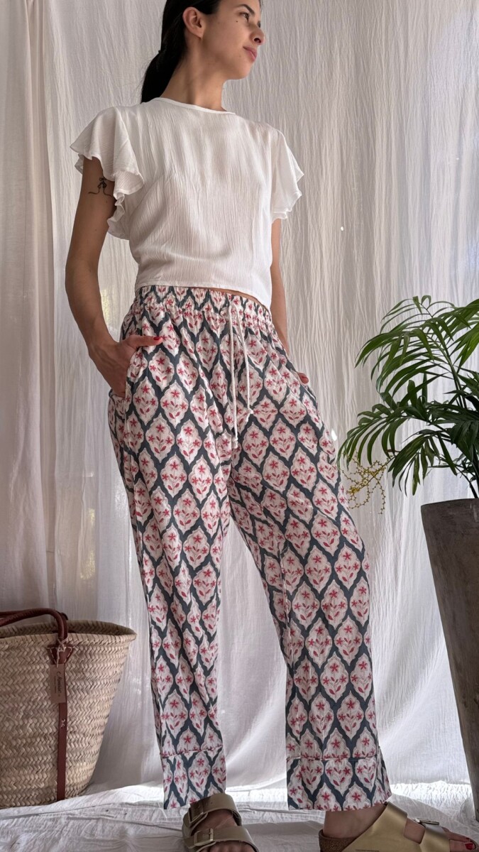 Pantalon Joaco - Flores rosas 