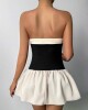 VESTIDO MINI NEGRO Y BEIGE Negro
