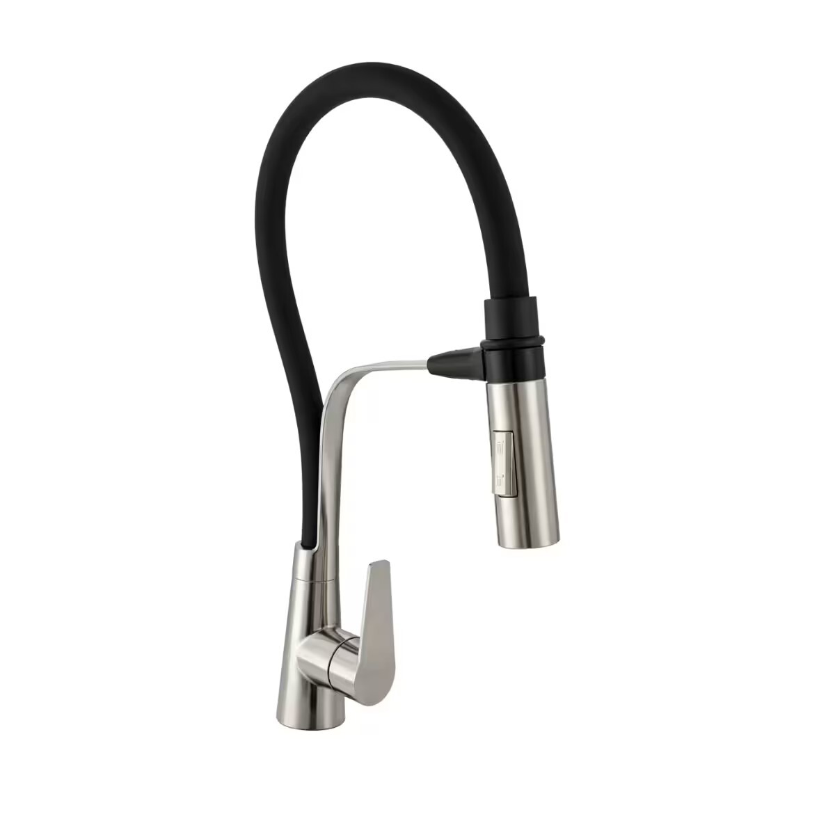 Grifería De Cocina Monocomando De Mesada Satinado Con Flexible Negro 