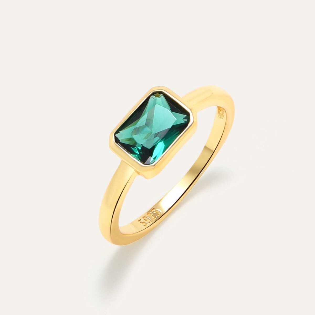 Anillo Absolut Green - Plata y Baño de Oro 