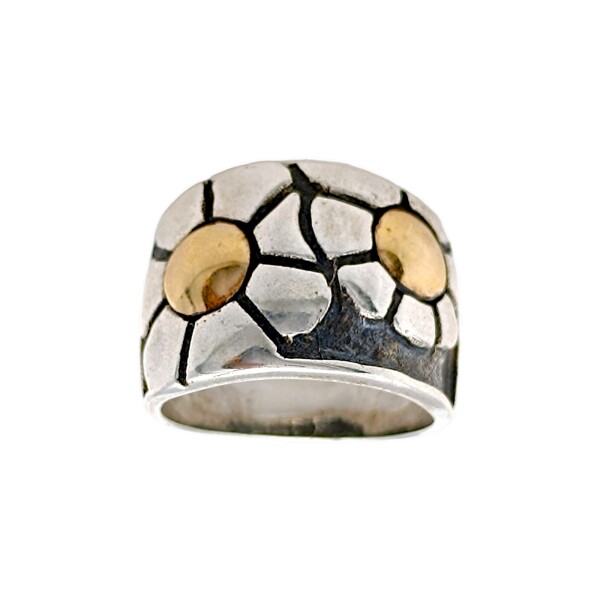 Anillo Flor-Plata y Oro-Sin Piedra-AN5102 sinpiedra