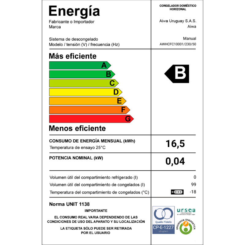 Freezer Horizontal AIWA 99L Dual Congelado Rápido, Interior aluminio y Cerradura de seguridad | AWHCFC10001 Freezer Horizontal AIWA 99L Dual Congelado Rápido, Interior aluminio y Cerradura de seguridad | AWHCFC10001