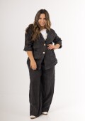 Conjunto blazer y palazo 100% lino Made in Italy Negro
