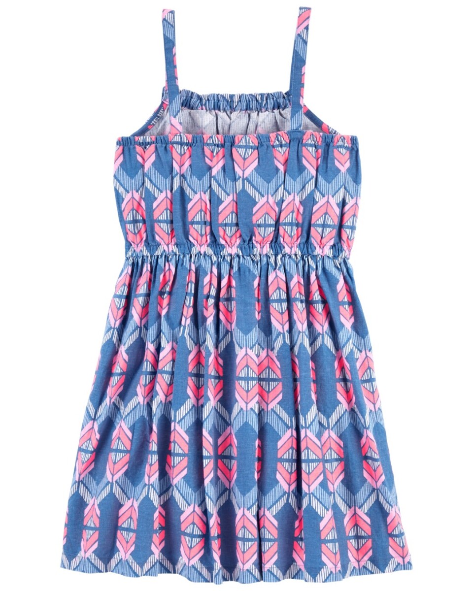 Vestido de Lino Carters con Tirantes - AZUL-ROSA 