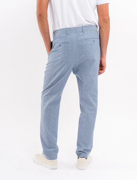 Pantalon lino azul piedra