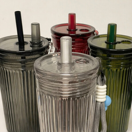 Vaso acrílico con sorbito y colgante flor 750ml Transparente