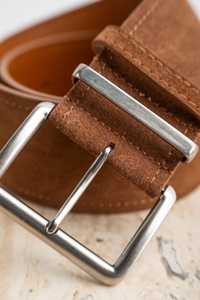 Cinto Gamuza Cuero Marron