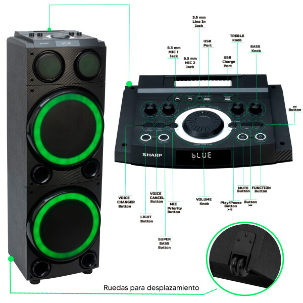 Torre De Sonido Sharp Ps-990 PARLANTE SHARP PS990 PARTY SPEAKER