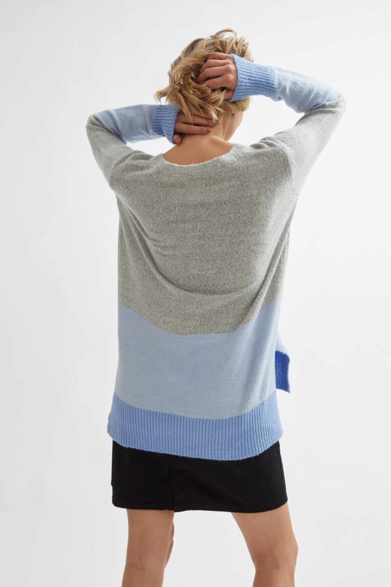 Sweater oversized color block gris melange
