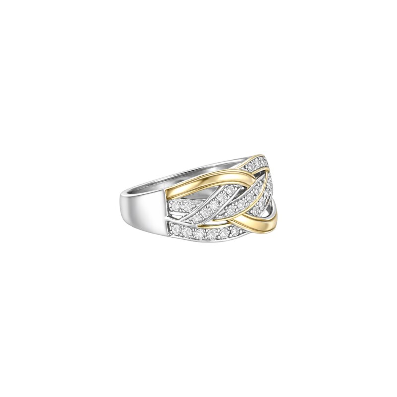 Anillo trenzado - Plata y Oro - zirconia - AN5986 conpiedra