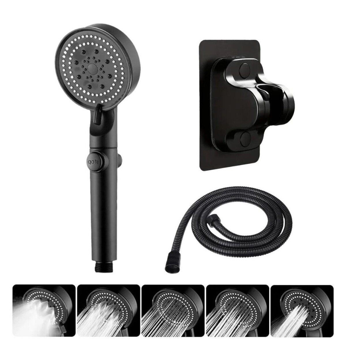 Duchero Lluvero Teléfono Ducha Baño 5 Modos Set Completo 