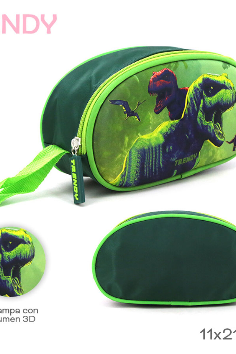 Cartuchera dinosaurio 3D Verde