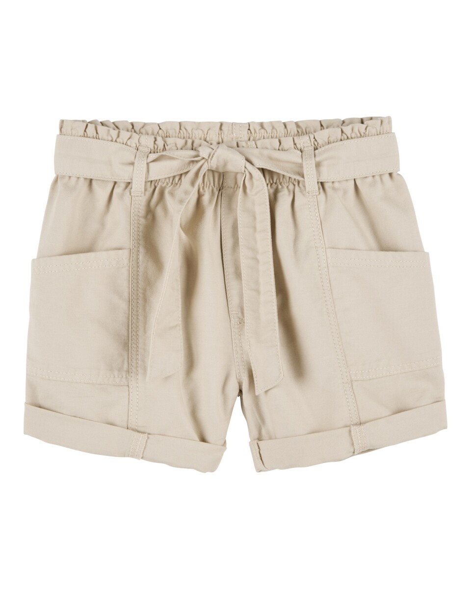 Short de algodón, diseño paperbag, khaki 