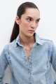 Camisa de jean bicolor jean medio