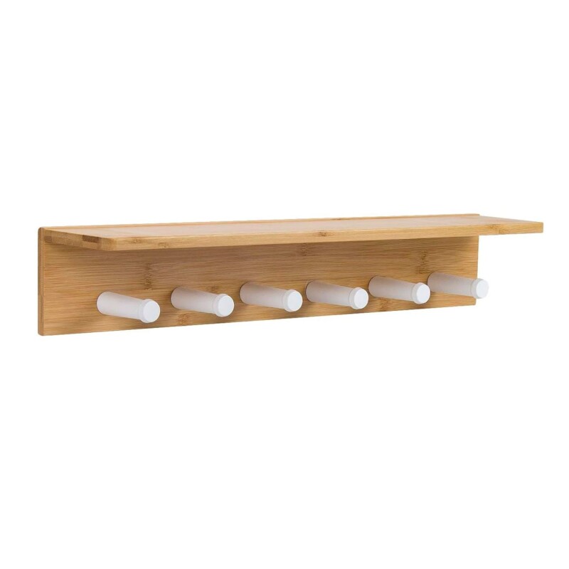 Estante perchero de pared bambú Estante perchero de pared bambú