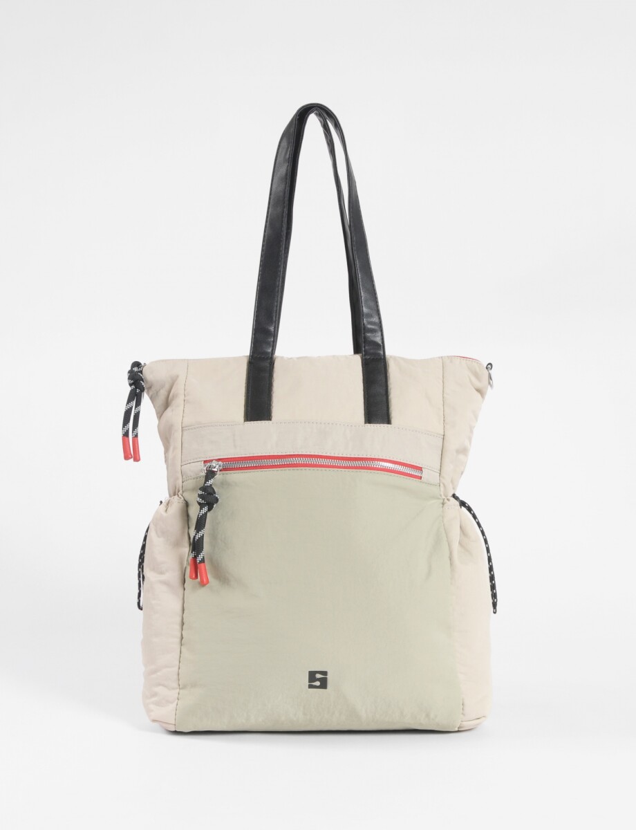 Mochila shopper bolsillos - beige 