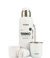Kit Termo 1 Lt Con Base De Silicona + Mate Sicilia Blanco