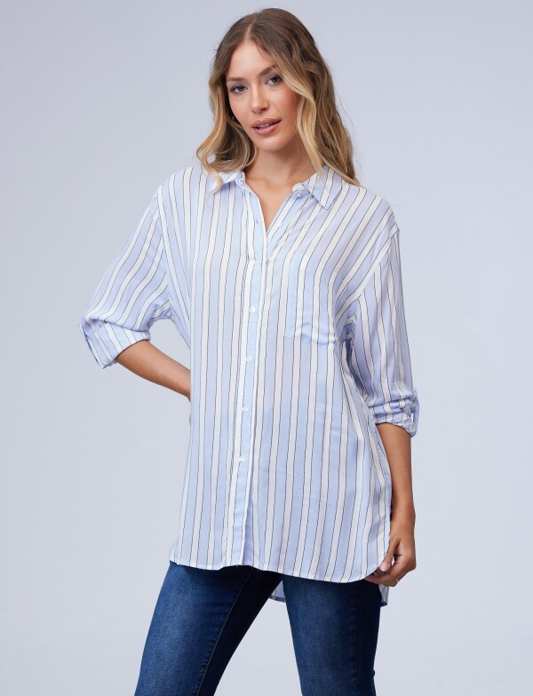 Camisa Lineas Oversize CELESTE/MULTI
