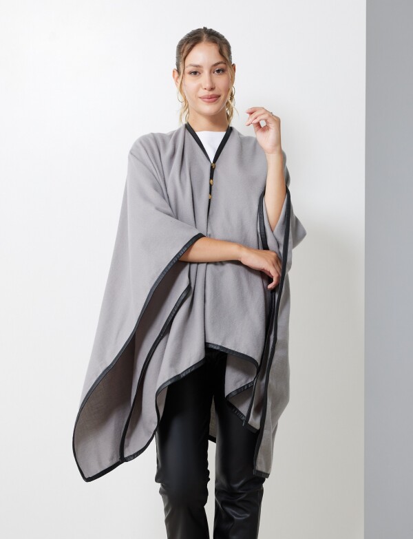 Ruana Botones Ribete GRIS