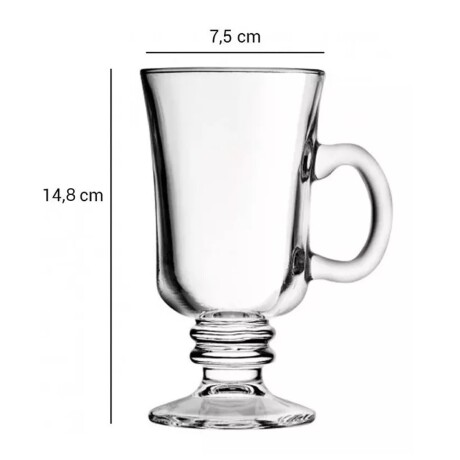 Juego de 6 Tazas Vasos Multiuso Jarras Irish Cofee en Vidrio Transparente