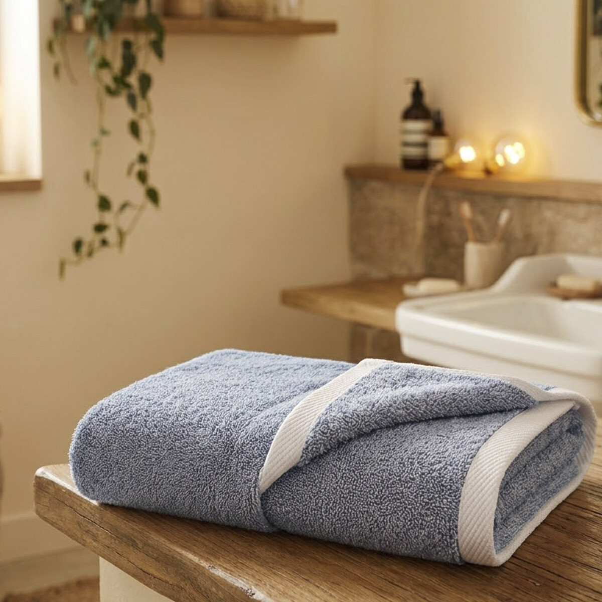 Toalla Baño Uni Felpa Dohler 100% Algodón 70 x 140 cm - AZUL 