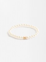 Pulsera De Perlas Con Corazón blanco