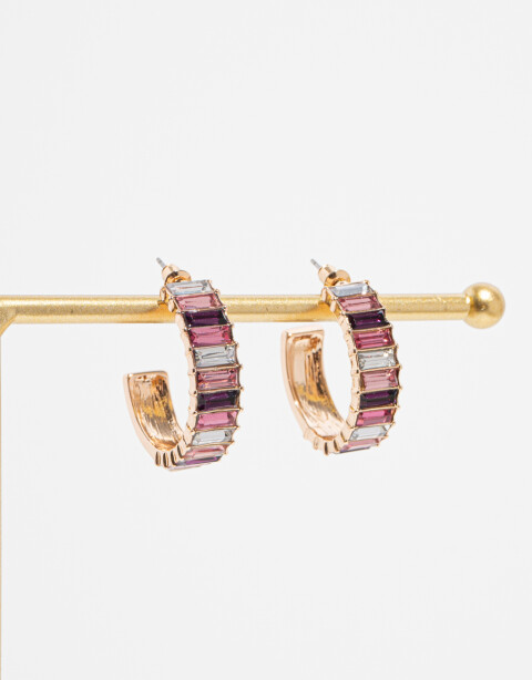 Aros Argollas Strass Argollas Con Strass - Dorado