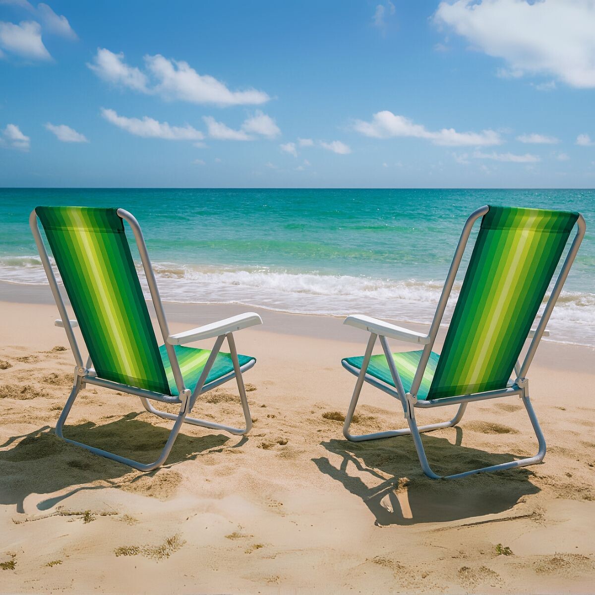 Set x2 Silla reclinable 4 posiciones aluminio - VERDE 