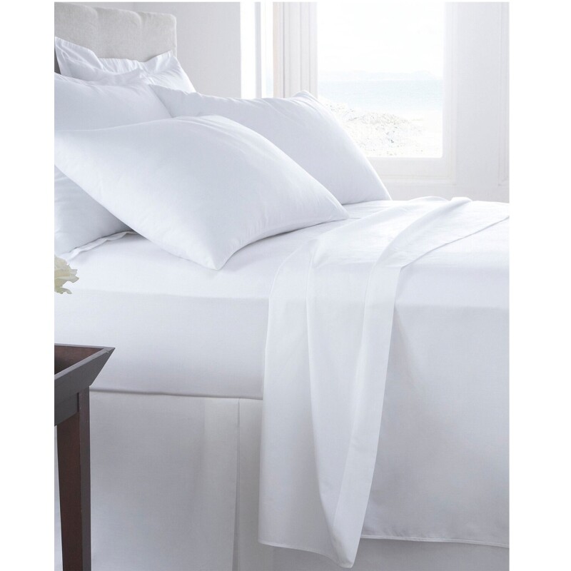 Sábanas 2 Plazas Juego 4 Piezas C/ Funda Almohadas Polyester Blanco Liso Sábanas 2 Plazas Juego 4 Piezas C/ Funda Almohadas Polyester Blanco Liso