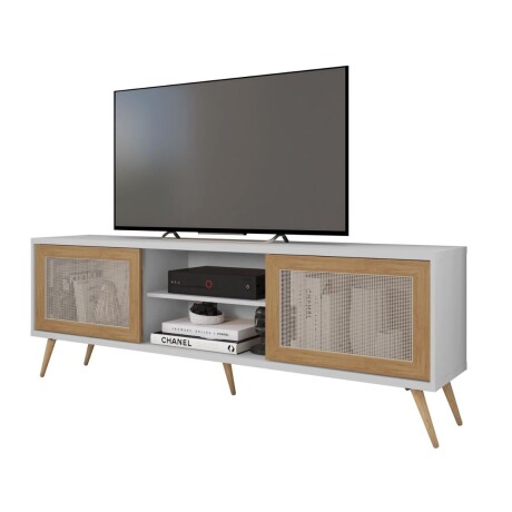 Rack Frizz Grande - Puerta Ratán Blanco / Buriti