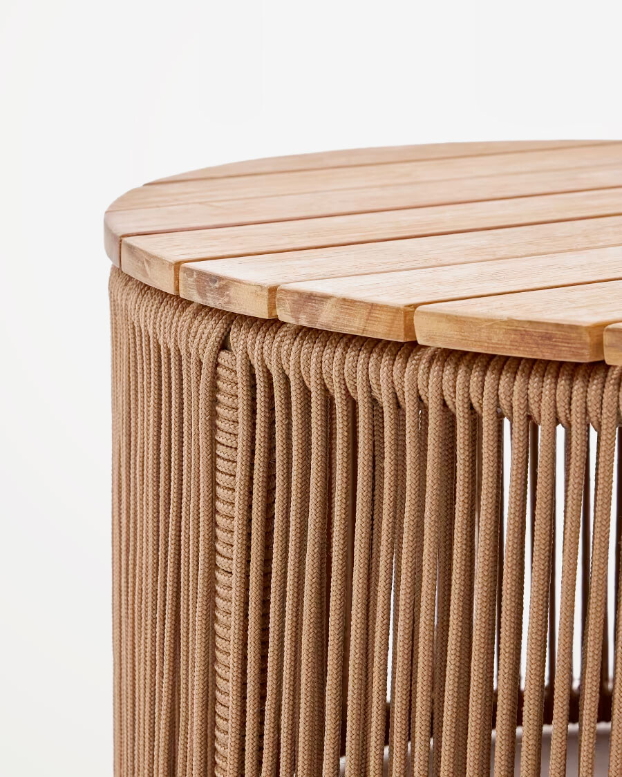 Mesa de centro Dandara de acero, cuerda beige y madera maciza de acacia Ø60 FSC 100% Mesa de centro Dandara de acero, cuerda beige y madera maciza de acacia Ø60 FSC 100%