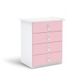 COMODA INFANTIL 4 CAJONES - BLANCO/ROSA COMODA INFANTIL 4 CAJONES - BLANCO/ROSA