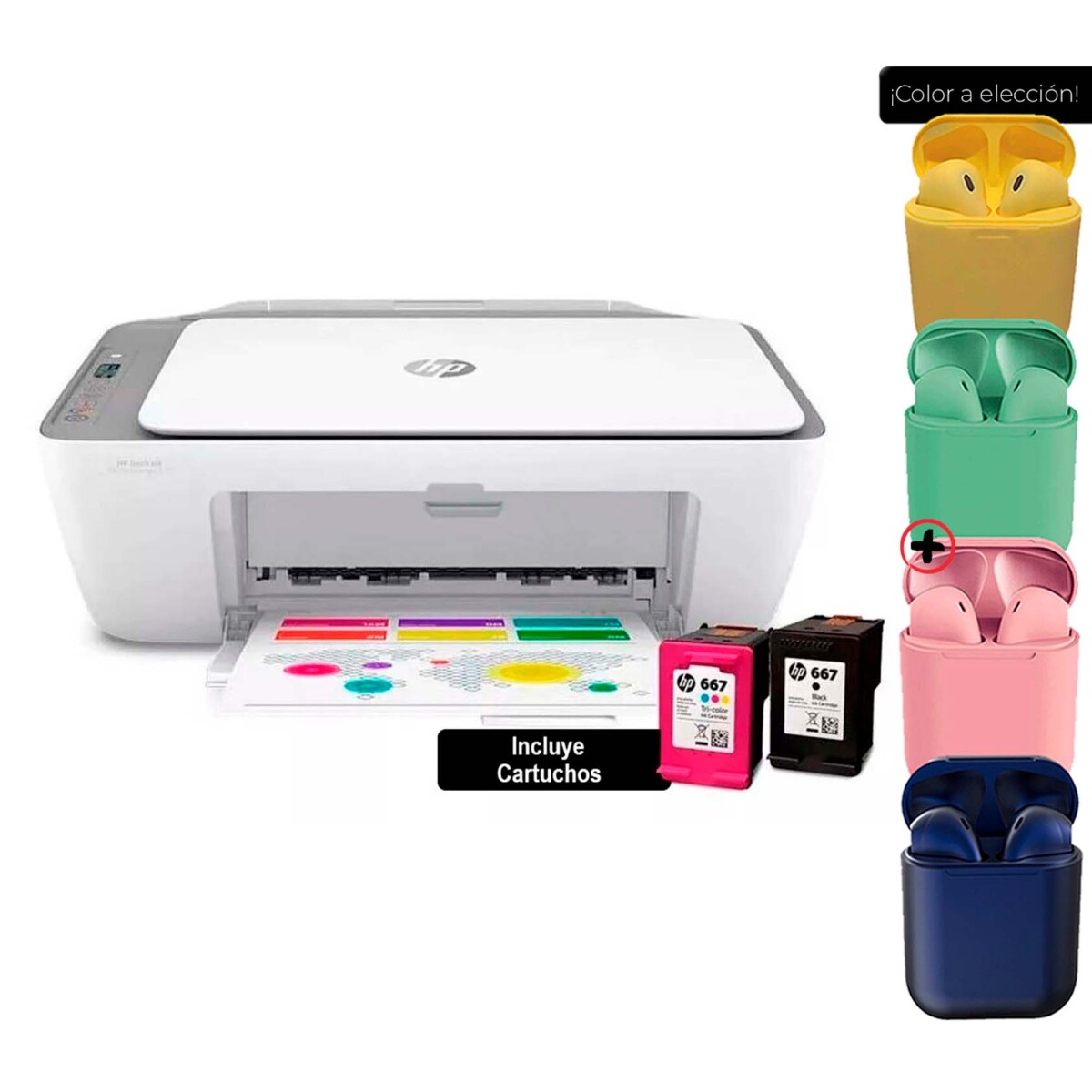 Impresora A Color Multifunción Hp Deskjet Ink Advantage 2775 + Auriculares 