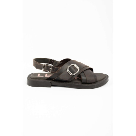 Sandalias Cruzadas De Cuero Chocolate