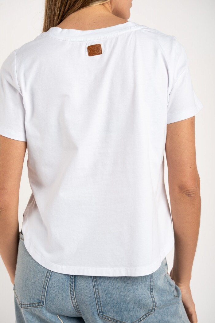 Remera Algodon Peinado Blanco