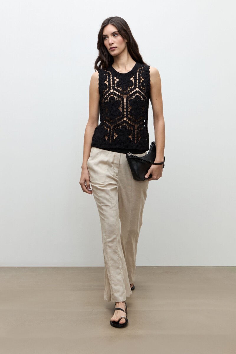 Top tejido crochet - negro 