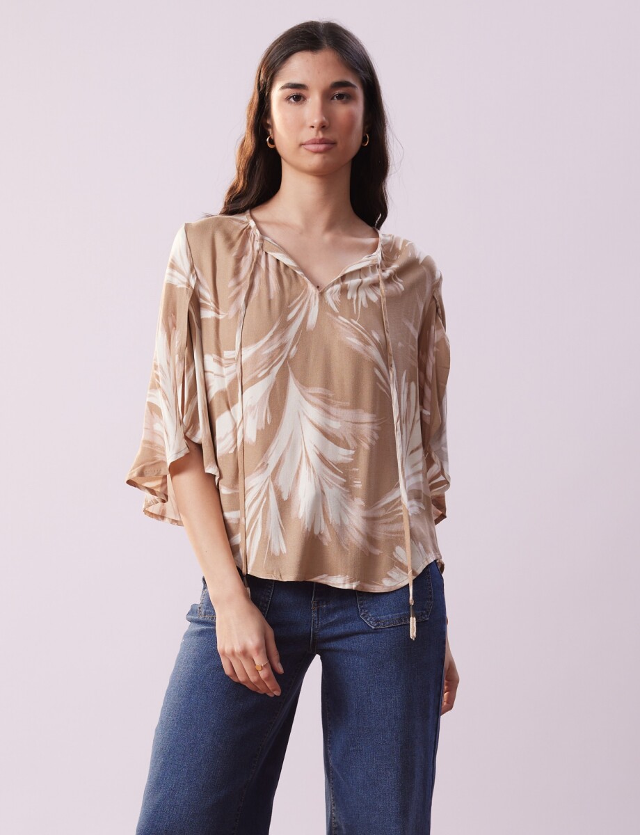 Blusa Print - Multi/tostado 