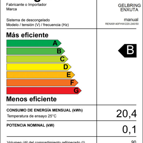 Refrigerador Frío Húmedo 127LTS Enxuta Clase B RENX8140FHW 001
