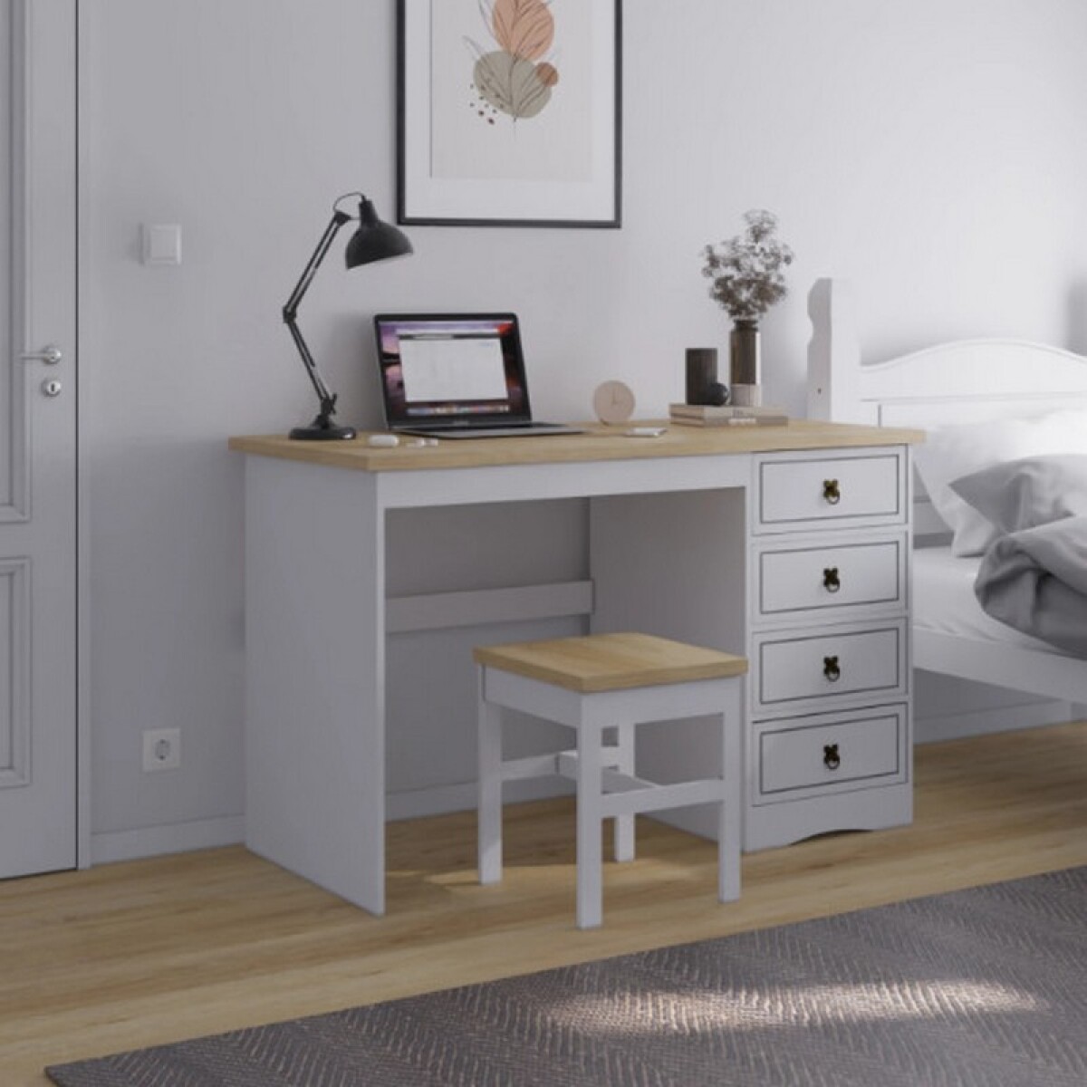 ESCRITORIO 4 CAJONES BLANCO 