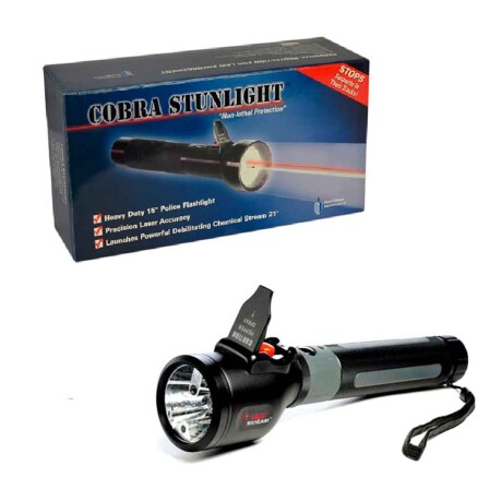 Linterna Led Recargable con luz láser y gas pimienta 001