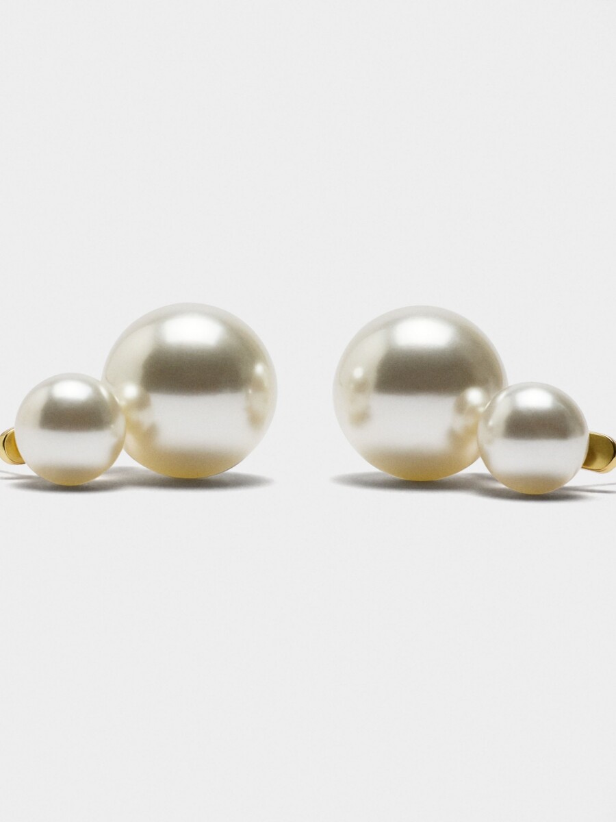 Pendientes Cortos De Perlas blanco