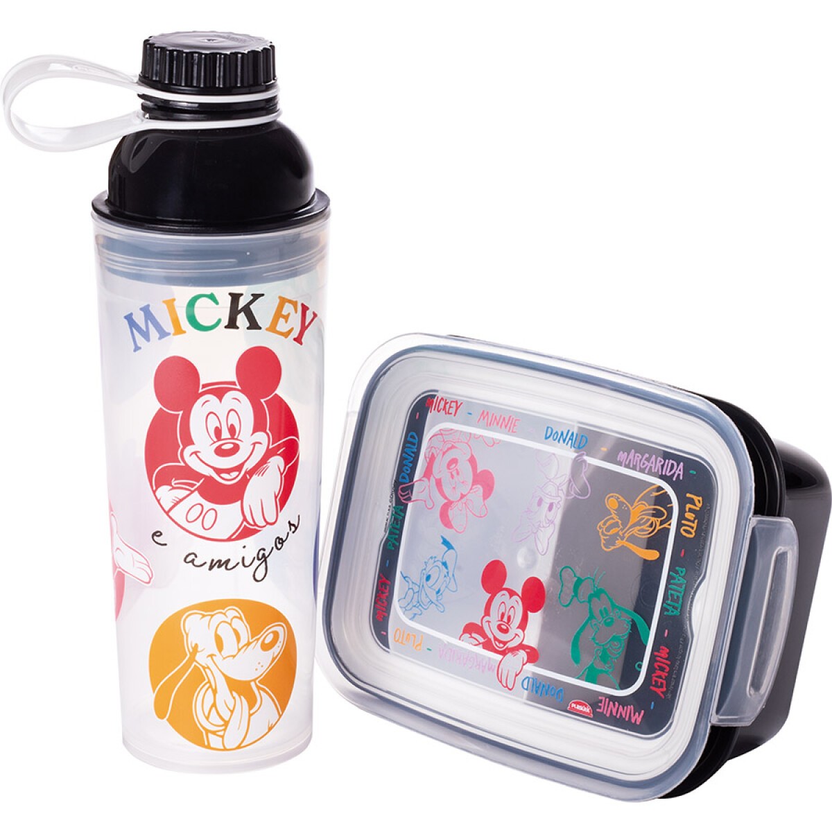 Set Infantil Pote 850Ml y Botella Con Tapa Rosca De 660Ml - MICKEY-BLANCO 