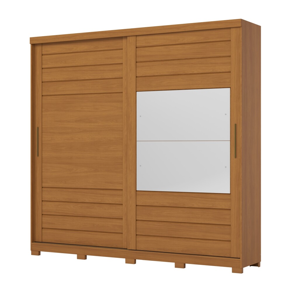 ROPERO CAYMAN 2 PUERTAS 6 CAJONES INTERNOS 1 ESPEJO GUARDARROPA CLOSET ARMARIO 100% MDF COLOR MADERA