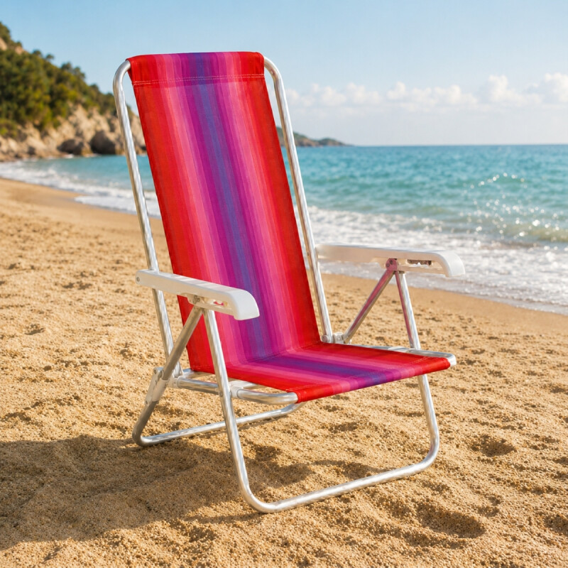 Set x2 Silla reclinable 4 posiciones aluminio ROJO